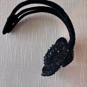 Vintage Black Sequin and Velvet Hairband Hat